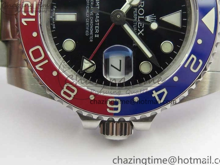 MiroTime 0417 Breathable GMT Master II 116719 BLRO Real Ceramic 904L SS GMF 1:1 Best Edition Black Dial on Bracelet A3186 (Correct Hand Stack) 3243